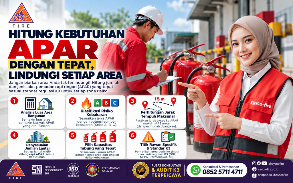 Cara Menghitung Kebutuhan Alat Pemadam Api, Jumlah Alat Pemadam Api, Perhitungan Alat Pemadam Api, Penempatan Alat Pemadam Api, Jenis Alat Pemadam Api, Kelas Kebakaran, Perawatan Alat Pemadam Api