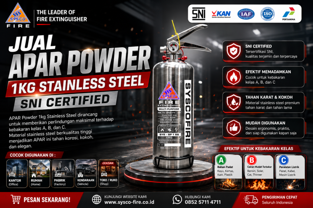 Pesan Jual Alat Pemadam Api Powder 1Kg Stainless Steel Resmi