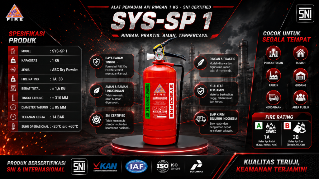 Alat Pemadam Api Powder 1Kg SNI Bersertifikat Resmi dan Bergaransi