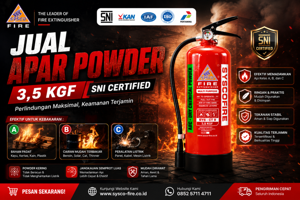 Alat Pemadam Api Powder Powder 3,5Kg SNI bersertifikat resmi dan bergaransi
