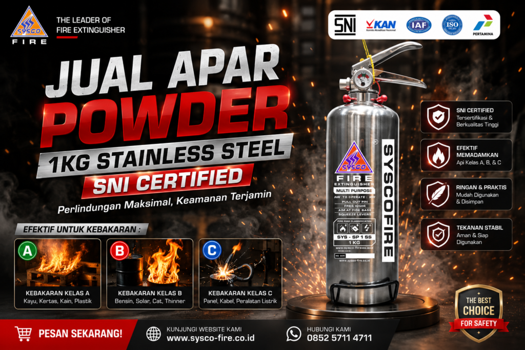 Jual APAR Powder 1Kg Stainless Steel Premium Anti Karat Terpercaya