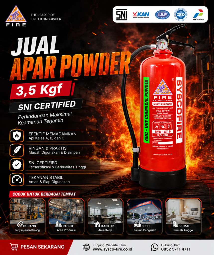 Keunggulan Jual APAR Powder 3,5Kg SNI untuk kantor dan gudang