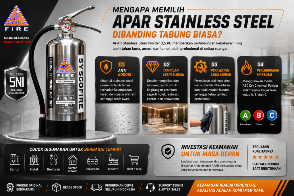 Alat Pemadam Api Powder 3,5Kg Stainless Steel bersertifikat SNI anti karat