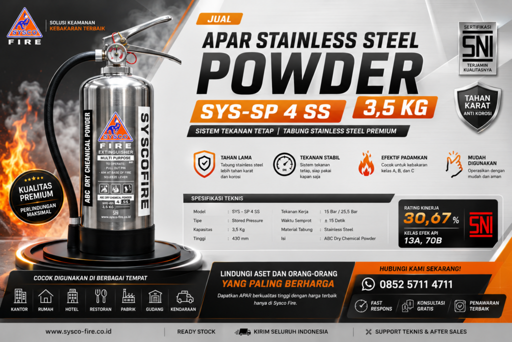 Jual APAR Powder 3,5Kg Stainless Steel
