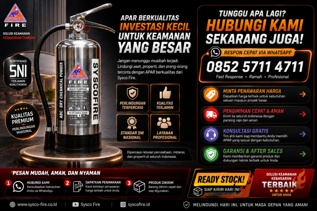 Alat Pemadam Api 3,5Kg Stainless Steel premium bergaransi resmi Sysco Fire