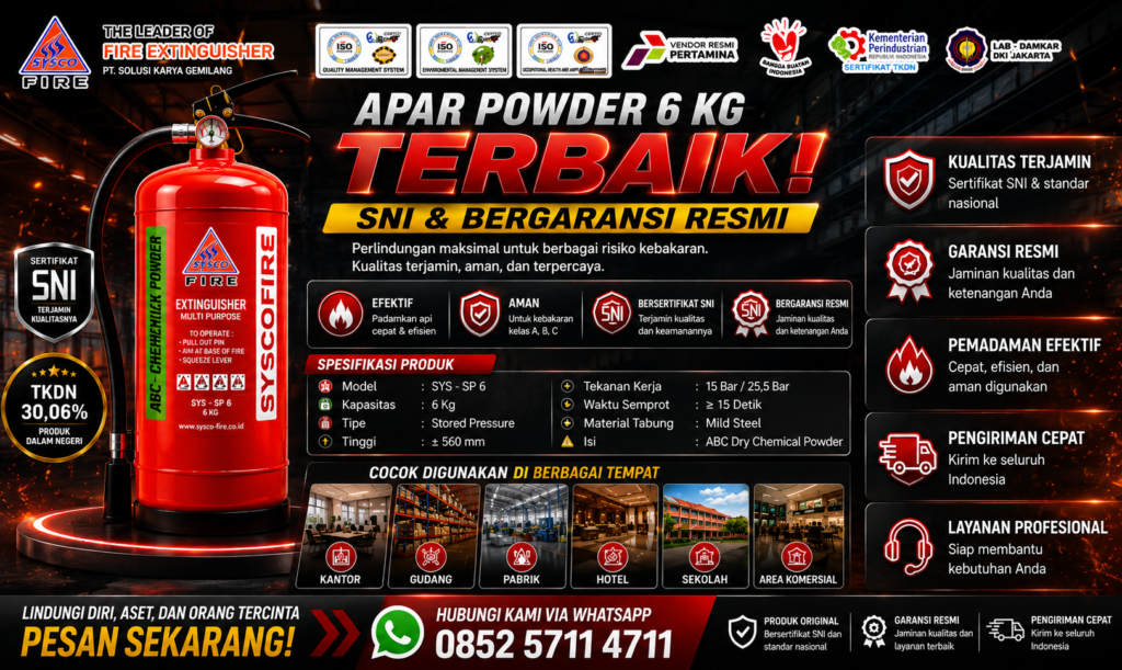 Alat Pemadam Api Powder 6 Kg Stainless Steel Anti Karat