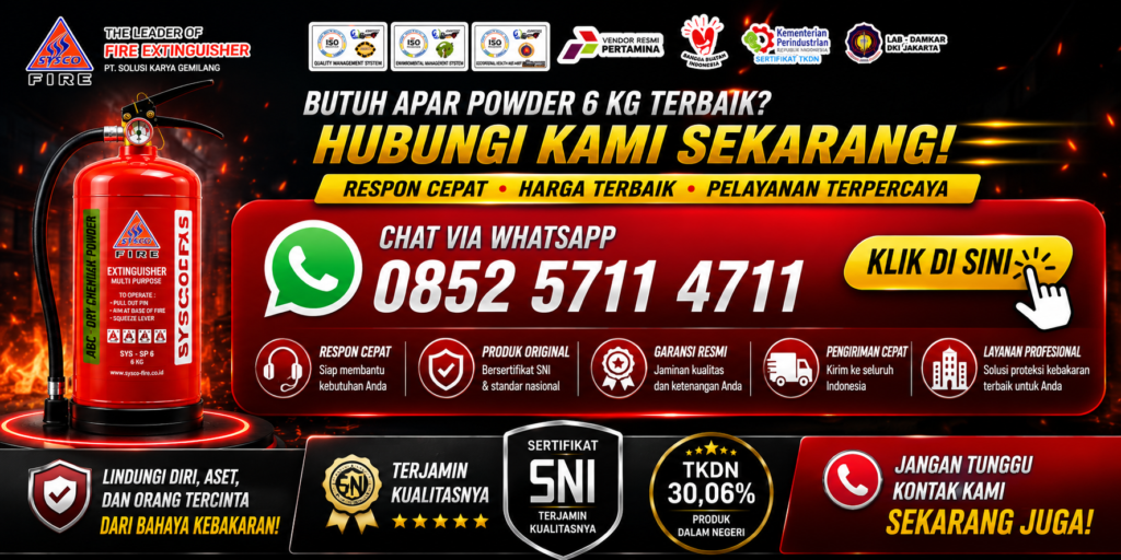 Alat Pemadam Api Powder 6 Kg Stainless Steel Bergaransi Resmi