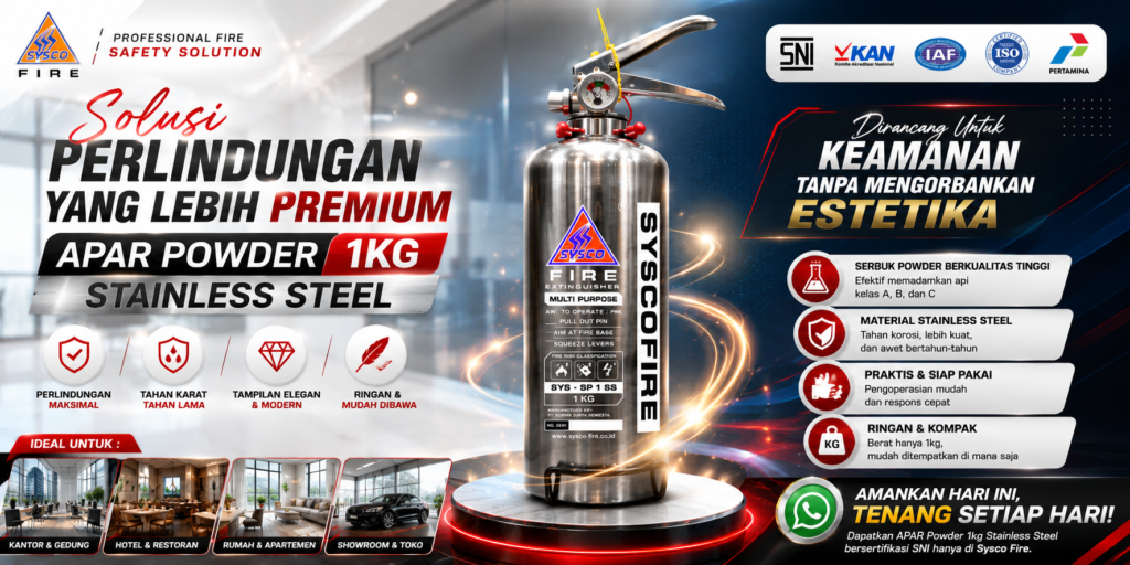 Keunggulan Jual Alat Pemadam Api Powder 1Kg Stainless Steel untuk kantor dan area premium