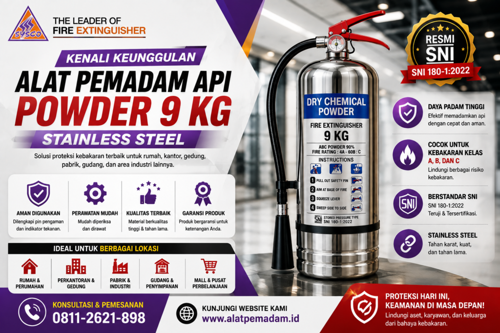 alat pemadam api 9 kg stainlesssteel