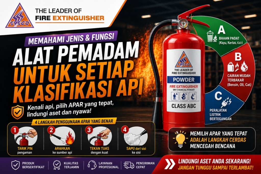 memahami jenis dan fungsi alat pemadam