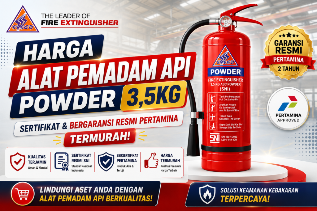 Harga Alat Pemadam api Powder 3,5 kg Sertifikat & Bergaransi resmi Pertamina