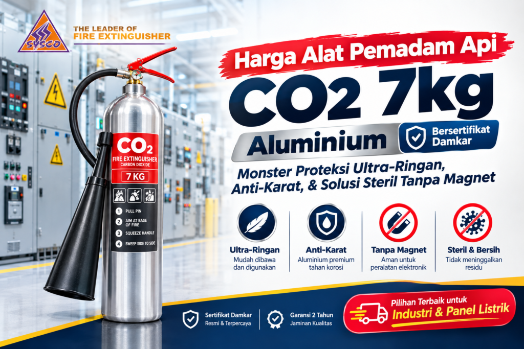 Harga Alat Pemadam Api CO2 7kg Alumunium Bersertifikat Damkar: Monster Proteksi Ultra-Ringan, Anti-Karat, & Solusi Steril Tanpa Magnet