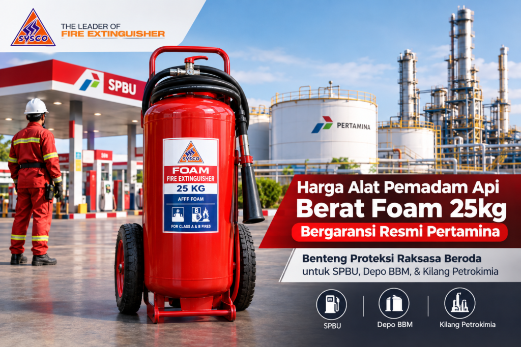 Harga Alat Pemadam Api Berat Foam 25kg Bergaransi Resmi Pertamina: Benteng Proteksi Raksasa Beroda untuk SPBU, Depo BBM, & Kilang Petrokimia
