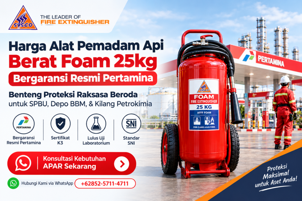 Harga Alat Pemadam Api Berat Foam 25kg Bergaransi Resmi Pertamina: Benteng Proteksi Raksasa Beroda untuk SPBU, Depo BBM, & Kilang Petrokimia