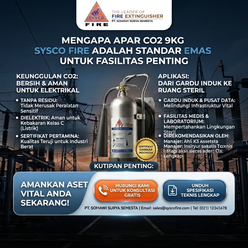 Harga Alat Pemadam Api CO2 9kg Alumunium Bersertifikat Damkar: Raksasa Proteksi Ultra-Ringan, Anti-Karat, & Puncak Keamanan MRI
