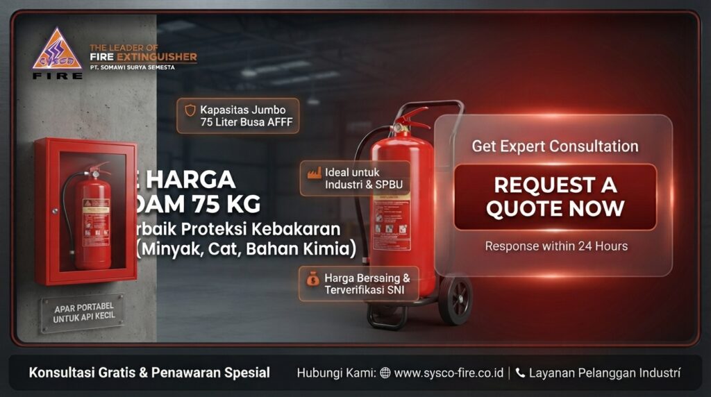 Informasi Harga Alat Pemadam Api Berat Foam 75kg: Proteksi Maksimal Bersertifikat Damkar untuk Risiko Kebakaran Ekstrem