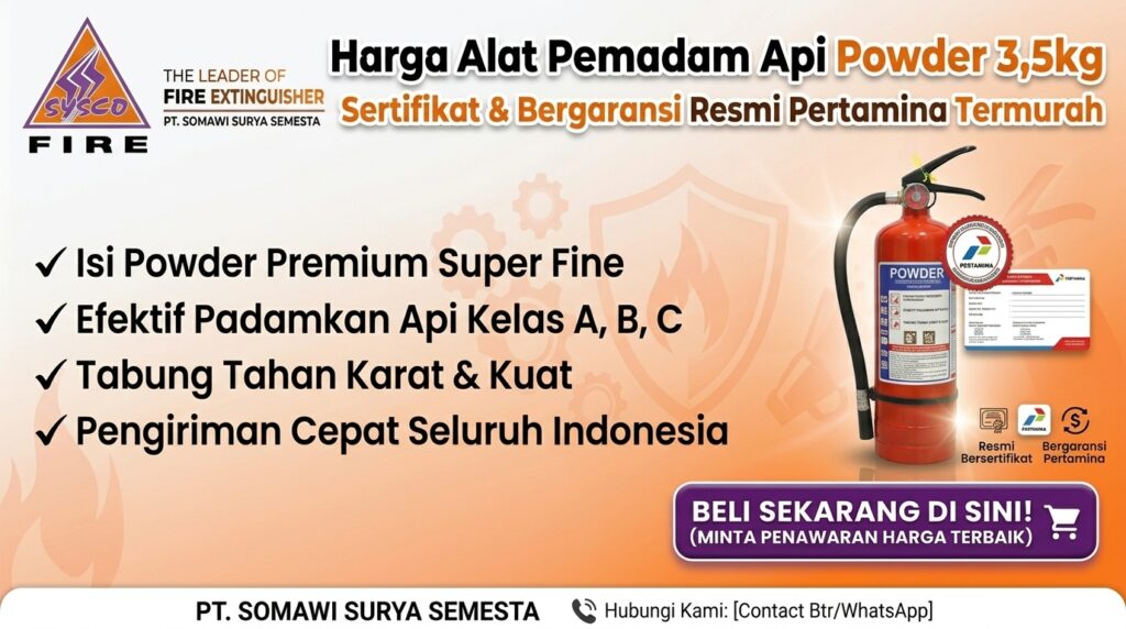 Harga Alat Pemadam api Powder 3,5 kg Sertifikat & Bergaransi resmi Pertamina