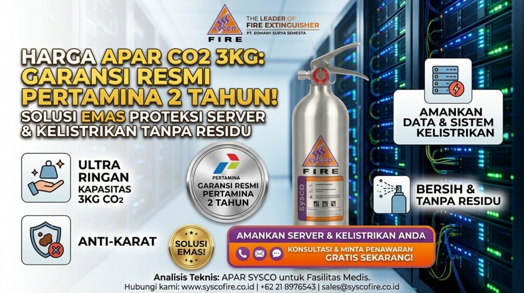 Harga Alat Pemadam Api CO2 3 kg Bergaransi Resmi Pertamina 2 Tahun: Solusi Emas Proteksi Server & Kelistrikan Tanpa Residu