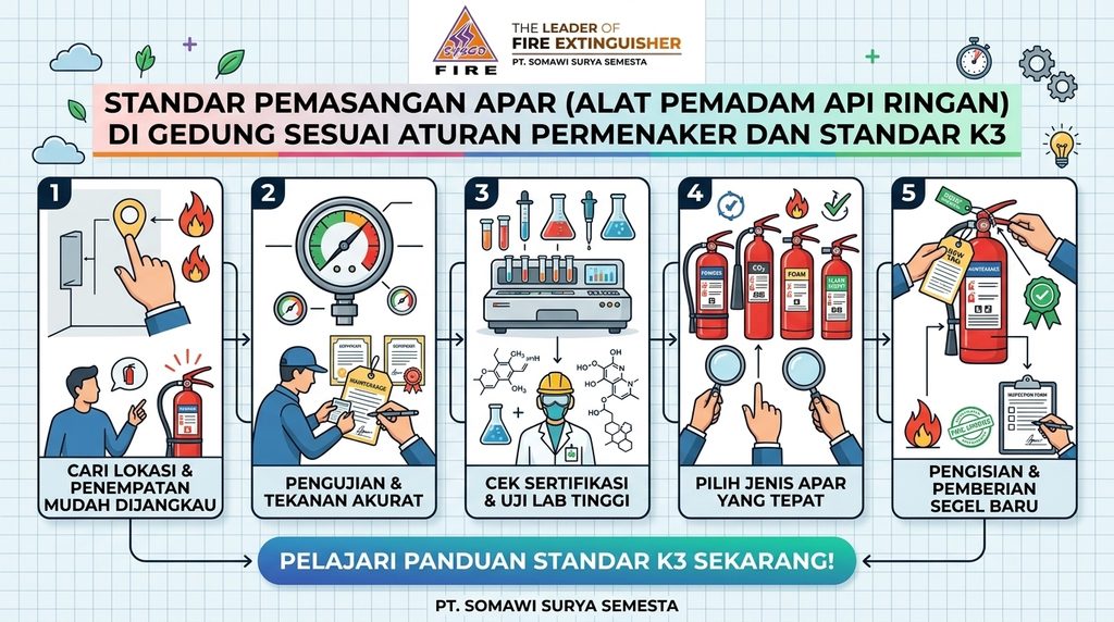 Standar Pemasangan APAR (Alat Pemadam Api Ringan) di Gedung Sesuai Aturan Permenaker dan Standar K3